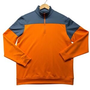 Dunning Golf Mens Quarter Zip Pullover‎ Orange gray Colorblock DN801126 Size M